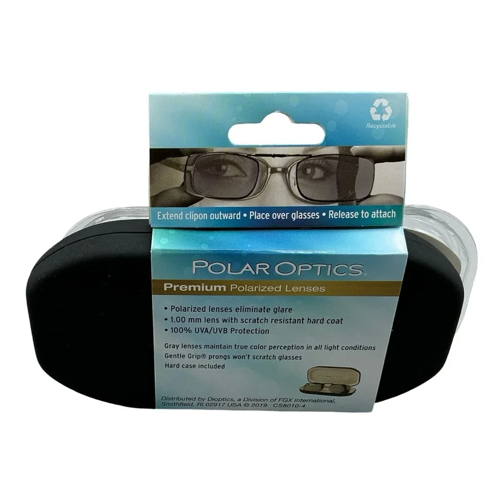 Polar Optics ClipOns Premium Polarized Sunglasses 52 Rec 19 Gray Lenses New